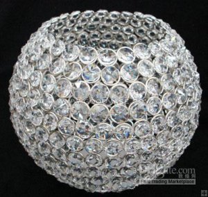 CRYSTAL BEADED ROUND BALL CANDLE HOLDER