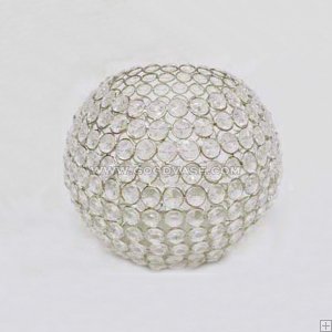 CRYSTAL BEADED ROUND BALL CANDLE HOLDER