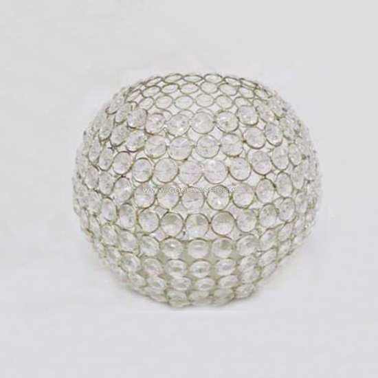 CRYSTAL BEADED ROUND BALL CANDLE HOLDER - Click Image to Close