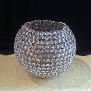 CRYSTAL BEADED ROUND BALL CANDLE HOLDER