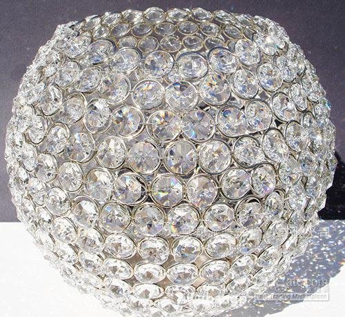 CRYSTAL BEADED ROUND BALL CANDLE HOLDER - Click Image to Close