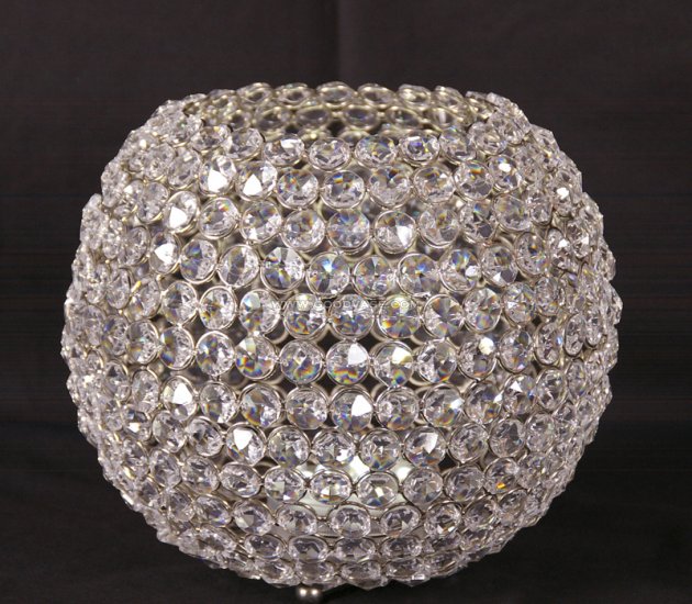 CRYSTAL BEADED ROUND BALL CANDLE HOLDER - Click Image to Close