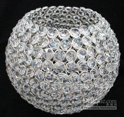 CRYSTAL BEADED ROUND BALL CANDLE HOLDER - Click Image to Close