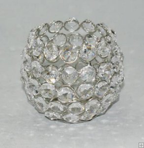 CRYSTAL BEADED ROUND BALL CANDLE HOLDER